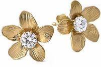 Stud Forever One Moissanite Assymetrical Flower Earrings.