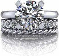 Forever Carat US 3.20 Ct Round Cut Moissanite Engagement Band Set Ring Solid 14K White Gold Wedding Rings