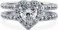 Forever Carat US 1.76 Ct Heart Shape Moissanite Engagement Ring Real 14K White Gold Wedding Rings