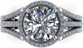 Forever Carat US 4.10 Ct Round Cut Moissanite Engagement Ring Solid 14K Real White Gold Wedding Rings