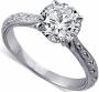 2CT 14K White Gold Forever One Moissanite Engraved Engagement Ring 2.6mm Wide