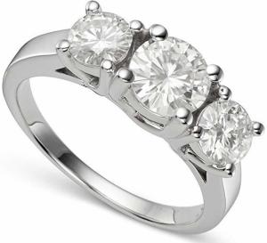Forever Brilliant Round 6.5mm Moissanite 3 Stone Engagement Ring, 2.00cttw DEW by Charles & Colvard