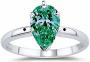 3.06 Ct Blue Green Moissanite Silver Plated Engagement Ring