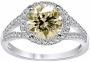 2.55 ct VVS1 Round Moissanite Solitaire Silver Plated Engagement Ring Great White Golden Brown Color
