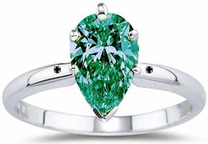 3.06 Ct Blue Green Moissanite Silver Plated Engagement Ring