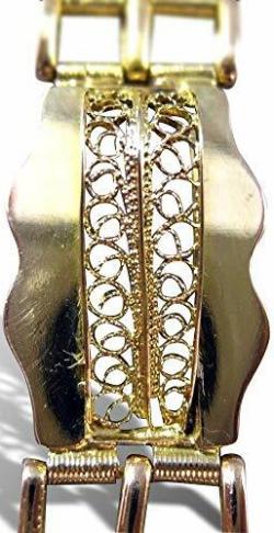 Wide 18k Yellow & Rose Gold Filigree Design Handcrafted Bracelet