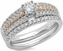 14k White and Rose Gold 0.90CTW Diamond Ring