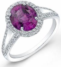 18K White Gold Pink Sapphire and Round Cut Diamond (0.42 ct. t.w) Halo Statement Ring