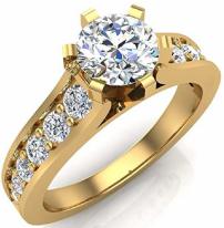 1.00 ctw Riviera Shank Diamond Engagement Ring 18K Gold