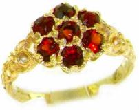 4k Yellow Gold Real Genuine Garnet Womens Band Ring