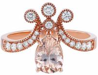 14K Rose Gold Pear Shape Morganite and Diamond Engagement Ring