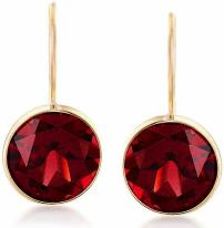 2.65 Carat Natural Red Garnet and Diamond 14K Yellow Gold Earrings