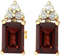 2.65 Carat Natural Red Garnet and Diamond 14K Yellow Gold Earrings.jpg
