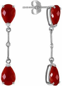 7.01 Carat 14k Solid White Gold Natural Diamonds and Rubies Dangling Earrings