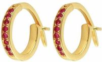 14K Solid Gold Natural Gemstone Huggie Hoop Earrings