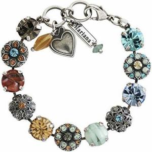 Silvertone Filigree Floral Statement Crystal Bracelet
