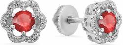 10K White Gold 4.2 MM Gemstone Ladies Flower Shape Cluster Fashion Stud Earrings