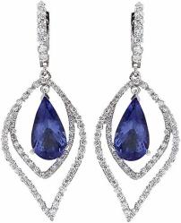 9.67 Carat Natural Blue Tanzanite and Diamond (F-G Color, VS1-VS2 Clarity) 14K White Gold Luxury Dangle Earrings for Women