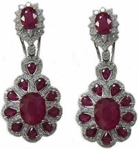 12.90CT Ruby and Diamond Earrings 18K White Gold