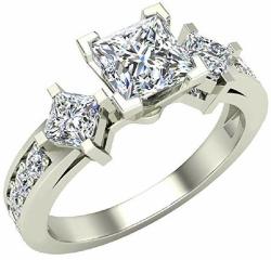 1.15 ct tw Princess Cut Diamond Engagement Ring 14K Gold (J,I1)