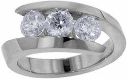 1.00 CT TW 3-Stone Channel Set Anniversary Wedding Ring in 14k White Gold (F-G color, VS2-SI1 clarity)