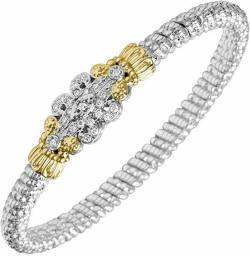 Sterling Silver & 14K Gold with 0.25cttw Round-Cut Diamonds Bracelet