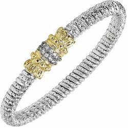 Sterling Silver & 14K Gold with 0.18cttw Round-Cut Diamonds