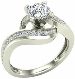 Intertwined Diamond Engagement Ring Solitaire Loop 14k Gold 1.00 ct - GIA Certificate
