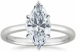 14K White Gold Marquise Cut Solitaire Diamond Engagement Ring (1 Carat H-I Color SI2-I1 Clarity)