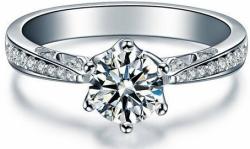 Round Cut Diamond Ring 14k White Gold Yellow Gold or Rose Gold or Platinum Handmade Diamond Engagement Ring Art Deco Anniversary Ring