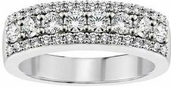 Jewelry Art 1.00 CT TW Prong Set Round Diamond Anniversary Wedding Ring in 14k White Gold