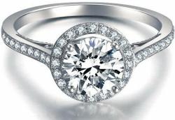 Halo Round Cut Diamond Ring 14k White Gold Yellow Gold or Rose Gold or Platinum Handmade Diamond Engagement Ring Art Deco Anniversary Ring