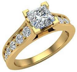 1.07 ct tw Diamond Accented Solitaire Engagement Ring 14K Gold (G,SI)