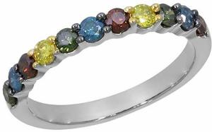 Prism Jewel 1.00 Carat Round Multi Color Diamond Anniversary Band