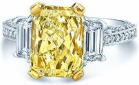 Platinum & 18K Yellow Gold Radiant Cut Fancy Yellow Diamond (5 ct. t.w) Engagement Ring