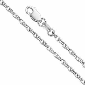 14k Yellow OR White OR Pink Gold 2mm Double Link Hollow Rope Chain Necklace with Lobster Claw Clasp