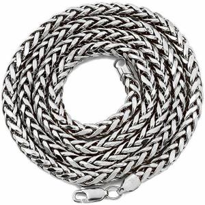 White Gold 5mm Palm Open Hollow Wheat Chain Necklace Lobster Lock