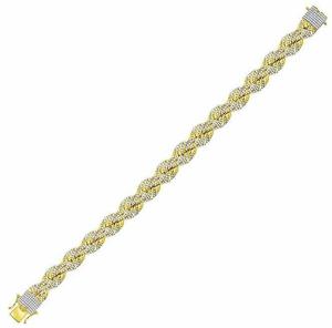 10kt Yellow Gold Mens Round Diamond Chain Bracelet