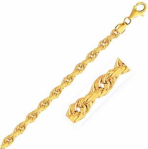 14K Yellow Gold Solid Diamond Cut Chain 5.0mm Wide