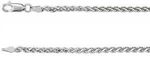 14K White Gold 2.75mm Diamond Cut 16 Inch Chain Necklace