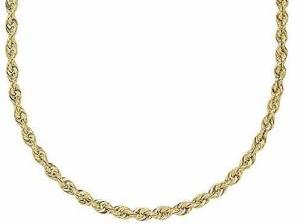 10K Gold 3MM Diamond Cut Chain Necklace for Men and Women- Braided Twist Chain Necklace