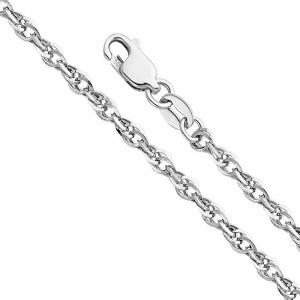 14k Yellow OR White Gold 2.5mm Double Link Hollow Rope Chain Necklace with Lobster Claw Clasp