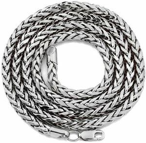 10K White Gold 4mm Palm Open Hollow Wheat Chain Necklace Lobster Lock