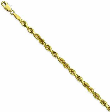 Rope Chain, 14Kt Gold Diamond Cut Rope Chain With Lobster Lock