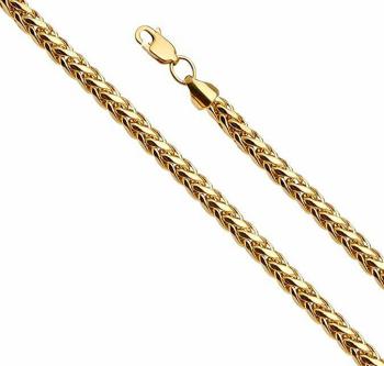 14k Yellow Gold 4mm Diamond Cut Hollow Chain Necklace with Lobster Claw Clasp
