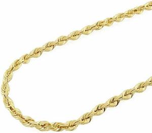 Solid 14k Yellow Gold Diamond Cut Chain Necklace