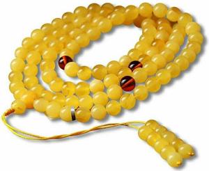 8mm Natural Yellow Amber Gemstone 108 Prayer Round Bead Stretch Bracelet