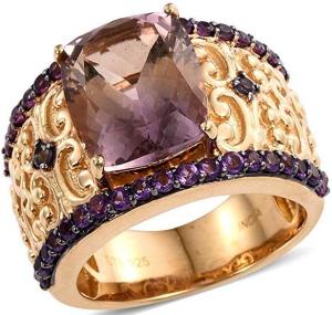 925 Sterling Silver Cushion Ametrine Promise Ring for Women Girls Cttw 1.6 Jewelry Gift