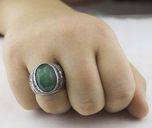 natural jade gemstone Mens sterling silver ring steel pen crafts handmade Byzantine Empire ring custom design custom ring jewelry 
