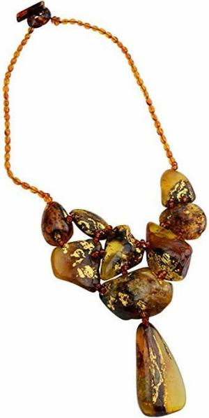 Muti-Stone Baltic Amber with 24kt Gold Accent Statement Necklace